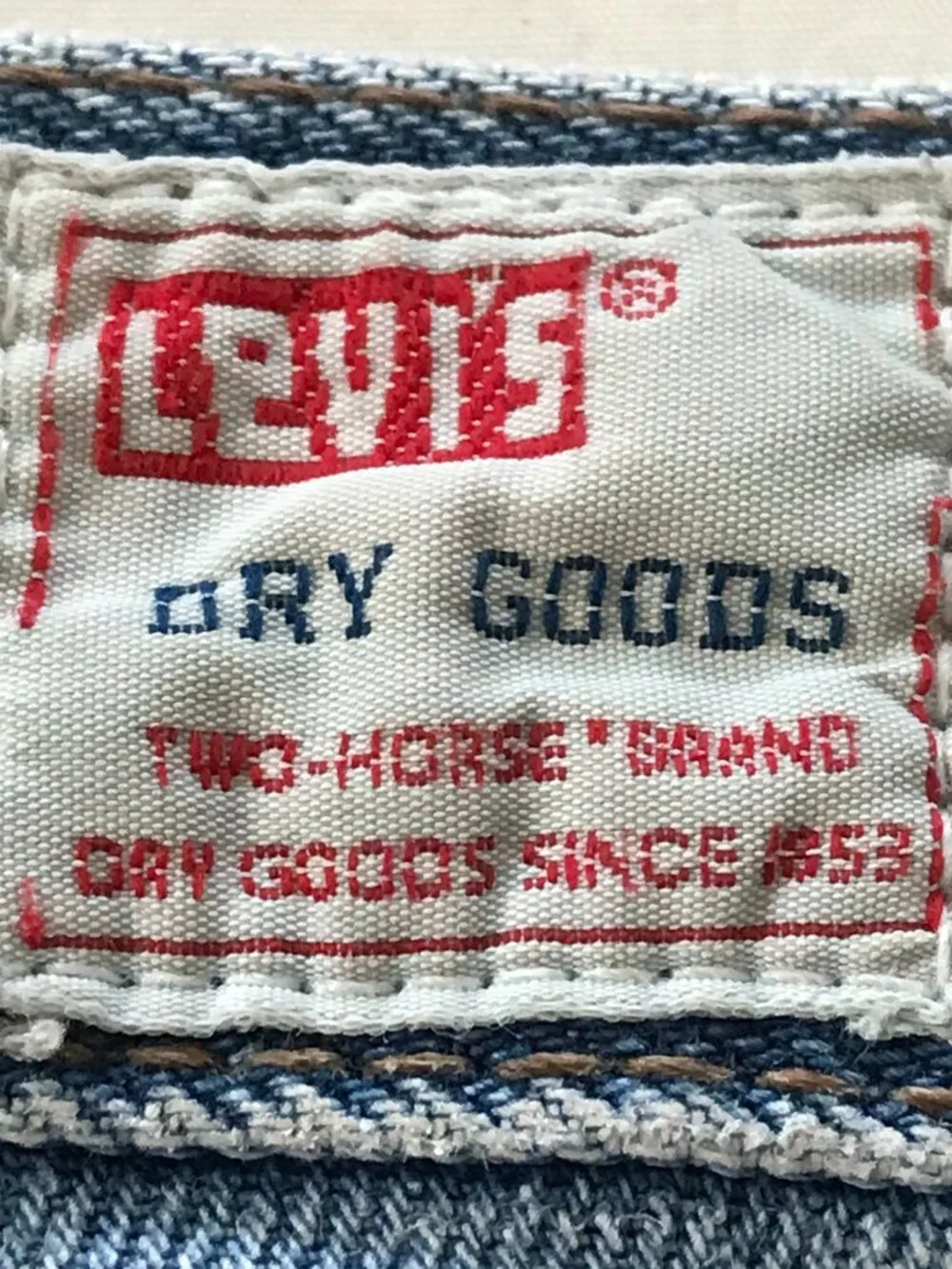 Vintage Levi's 595 Dry Goods Two Horse Brand Jeans Men 36x30 Blue Baggy Mid Rise